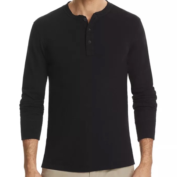rag & bone Shirts Rag Bone Black Mens Standard Issue Henley Shirt